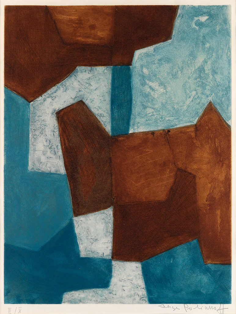 SERGE POLIAKOFF Composition bleue et brune.